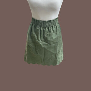 J. Crew Scalloped Skirt | Olive Green | Size 6 | Classic
